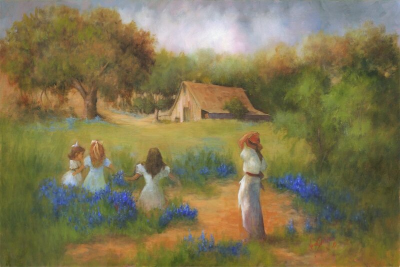 Woman and Children in Field