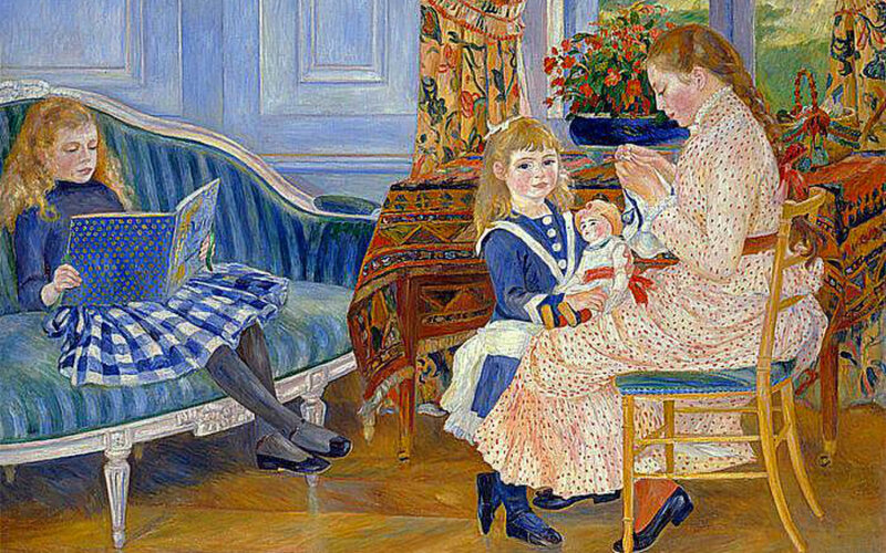 Woman and Children Indoors