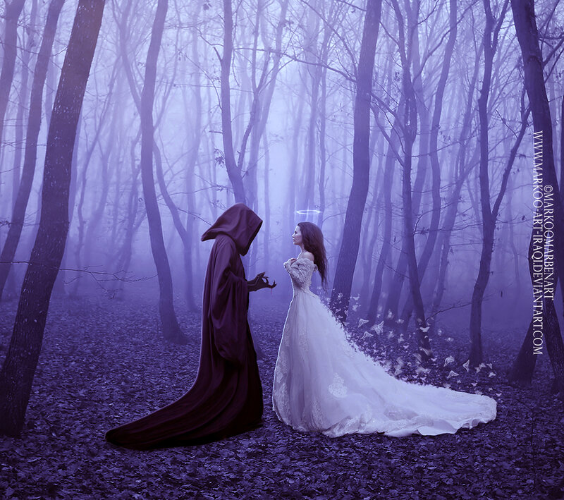 Woman and Cloaked Figure