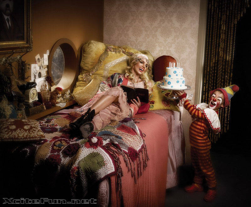 Woman and Clown in Bedroom