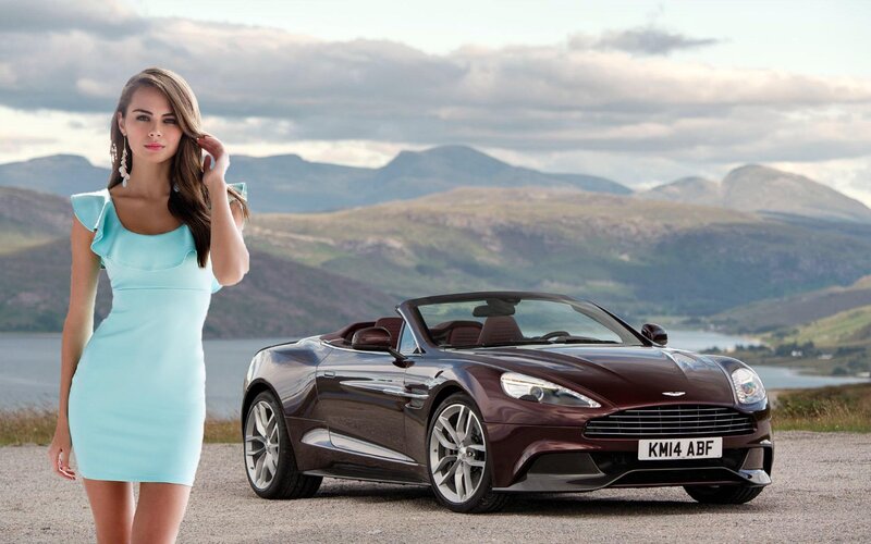 Woman and Convertible Car