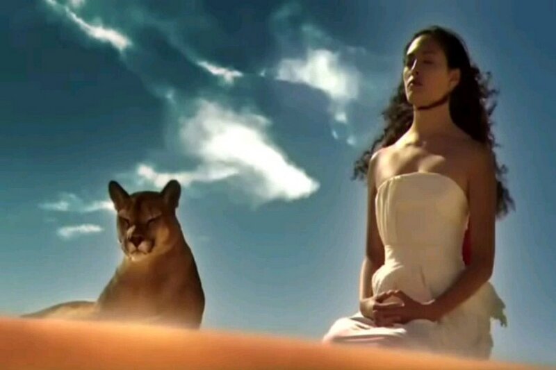 Woman and Cougar — Blue