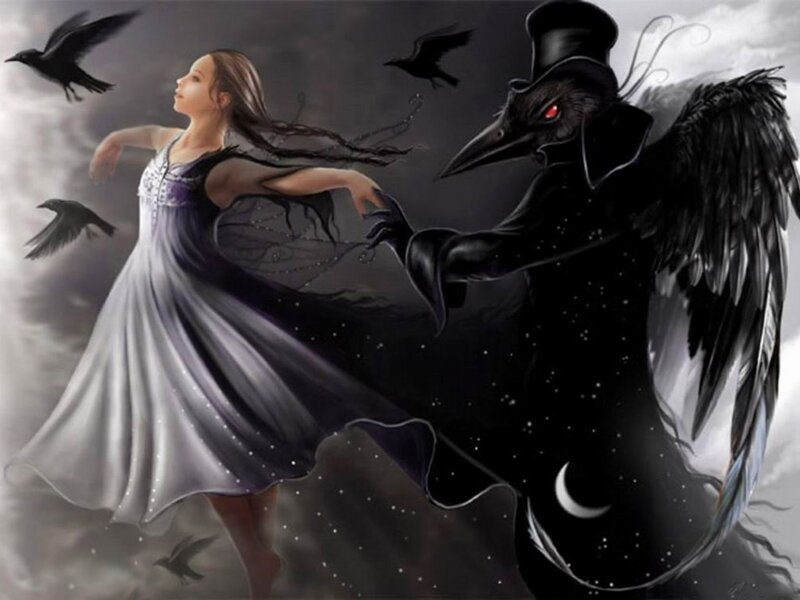 Woman and Crow Creature