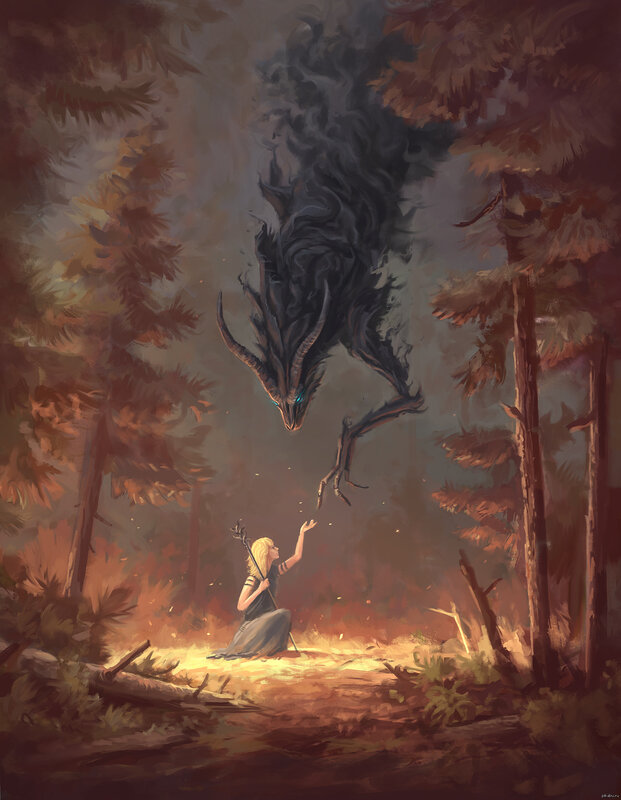 Woman and Dark Creature — Brown