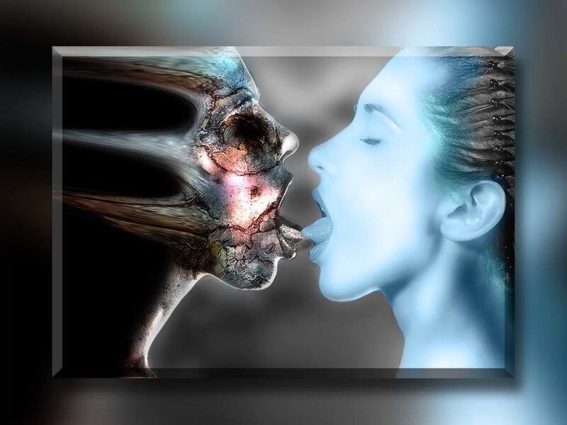 Woman and Decaying Face
