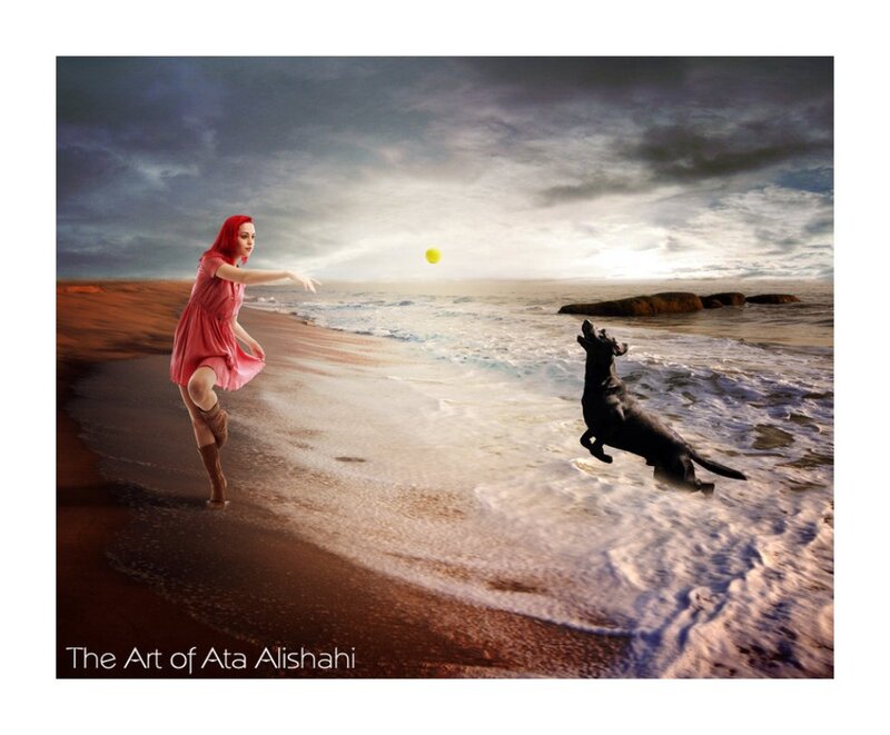 Woman and Dog at Beach