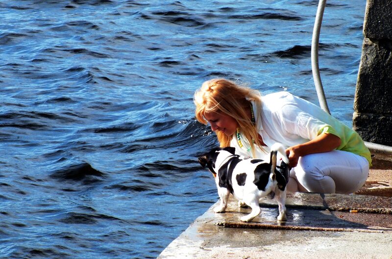 Woman and Dog at Water