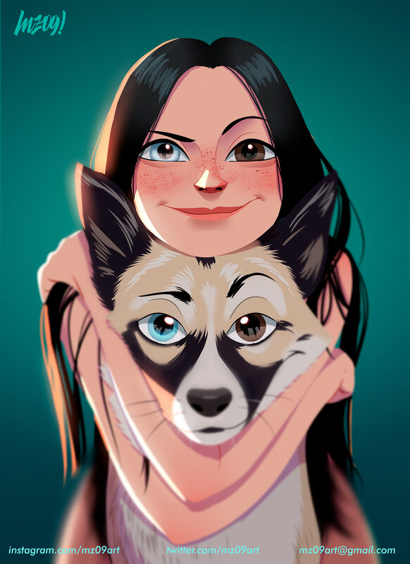 Woman and Dog Face