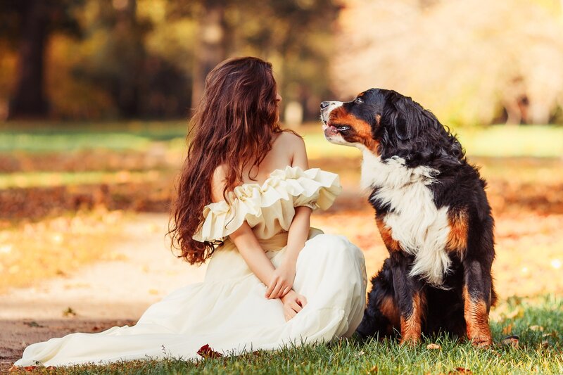 Woman and Dog in Park