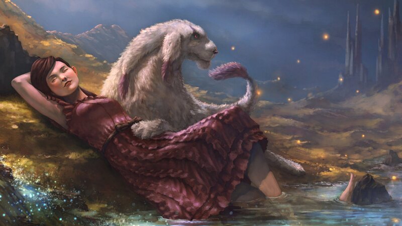 Woman and Dog in Water