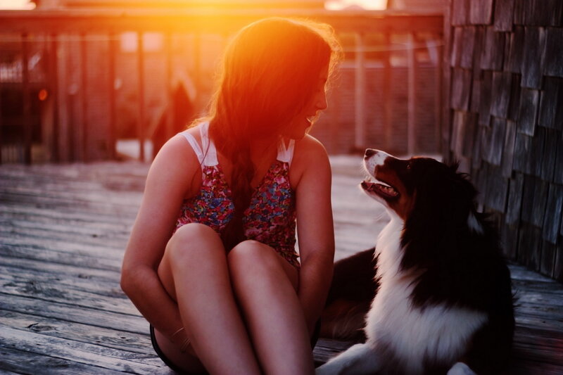 Woman and Dog on Deck