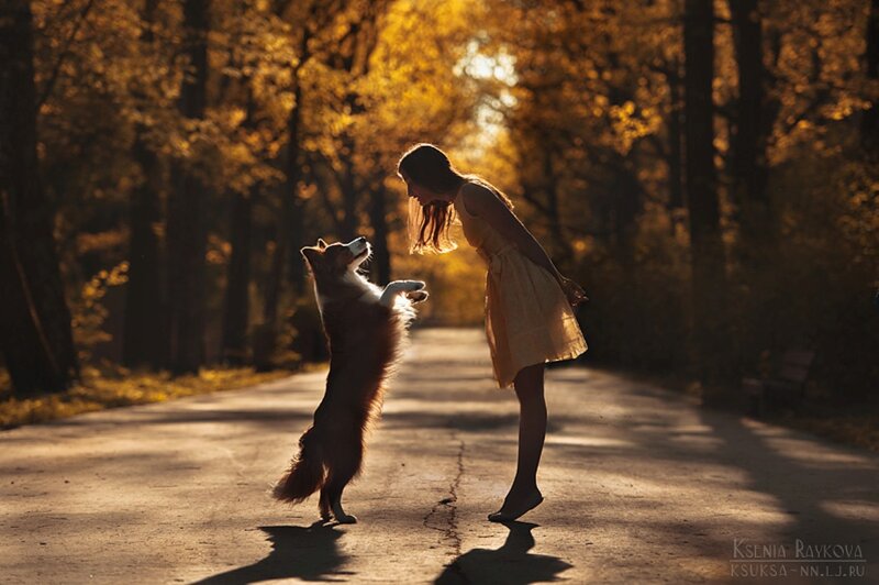 Woman and Dog on Path