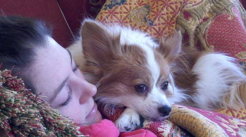 Woman and Dog Resting