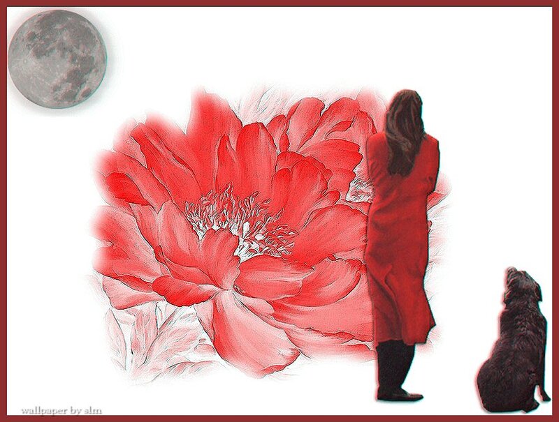 Woman and Dog with Flower