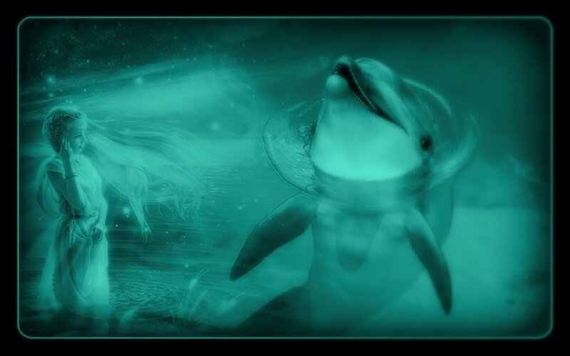 Woman and Dolphin Underwater