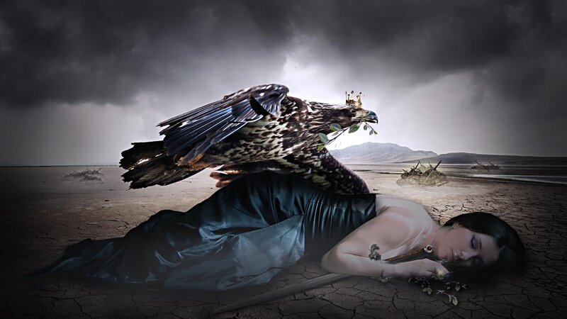Woman and Eagle — Gray