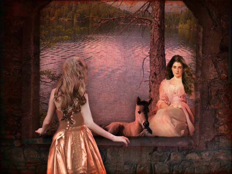Woman and Foal by Lake