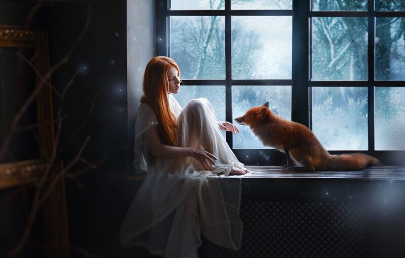 Woman and Fox by Window