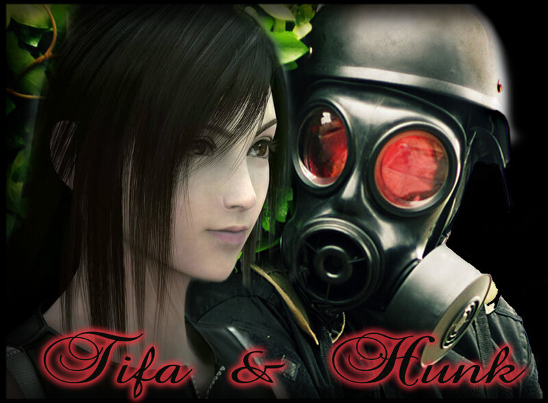 Woman and Gas-masked Figure