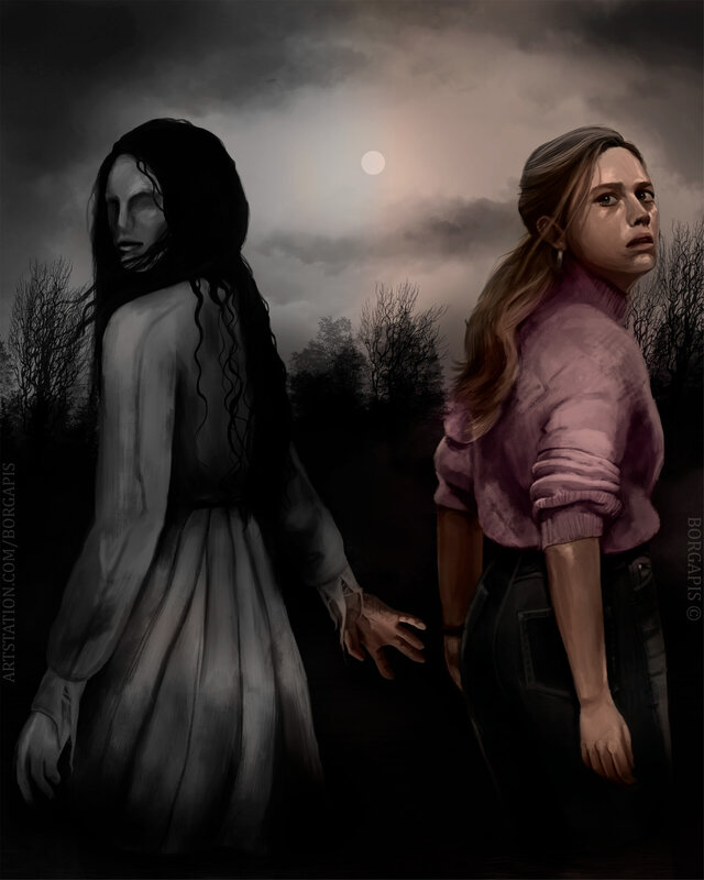Woman and Ghost Figure