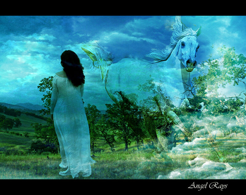 Woman and Ghost Horse — Blue