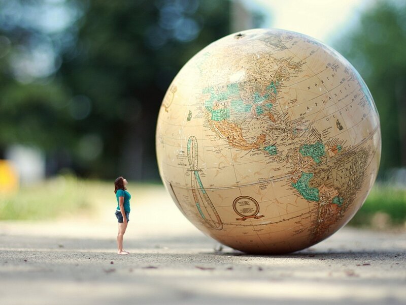 Woman and Giant Globe