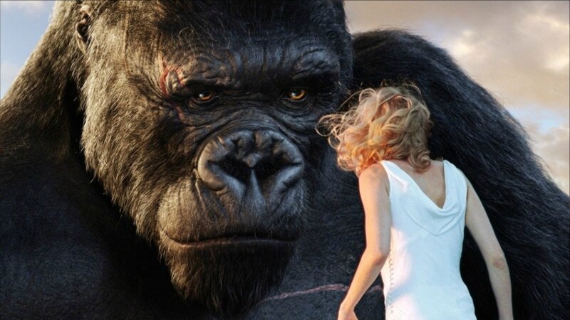 Woman and Giant Gorilla — Black, Dramatic