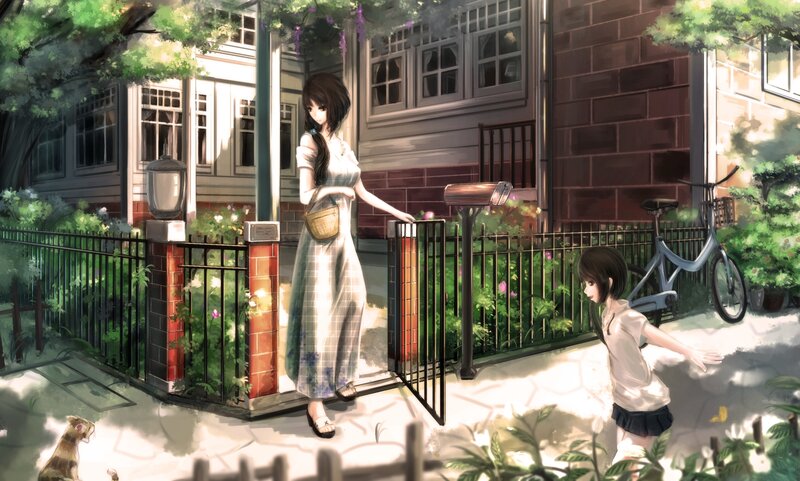 Woman and Girl at Gate
