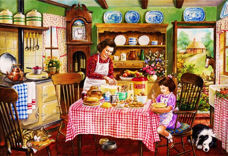 Woman and Girl Baking