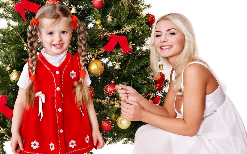 Woman and Girl by Tree