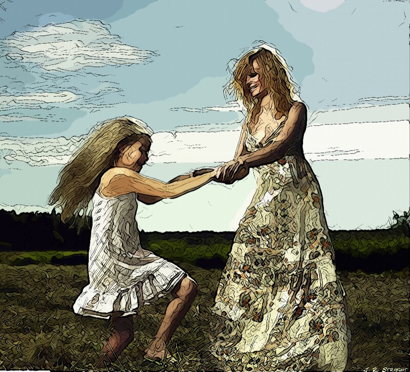 Woman and Girl Dancing