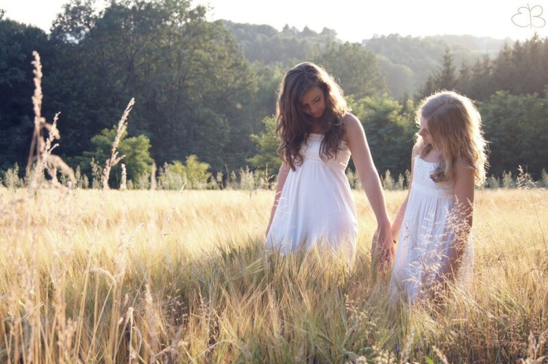Woman and Girl in Field — Gold