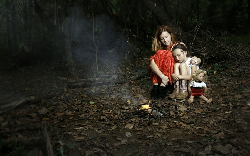 Woman and Girl in Forest