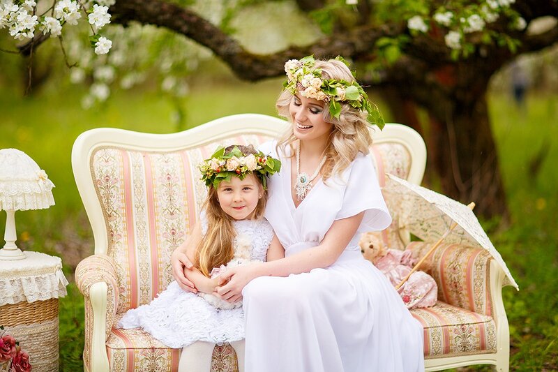 Woman and Girl on Bench