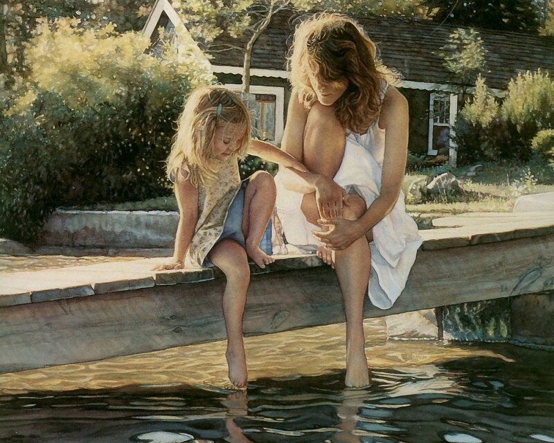 Woman and Girl on Dock