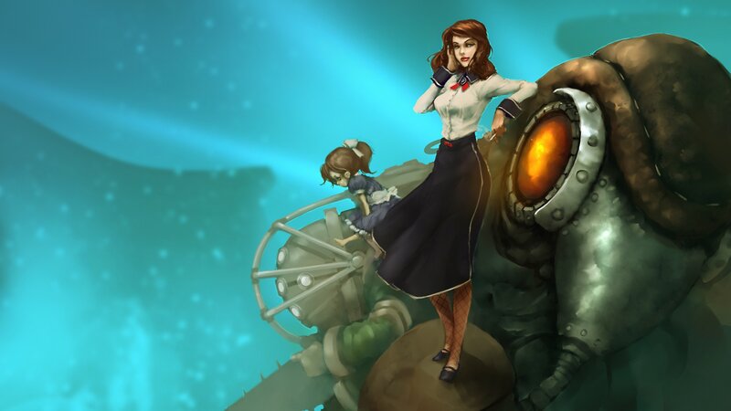 Woman and Girl on Robot