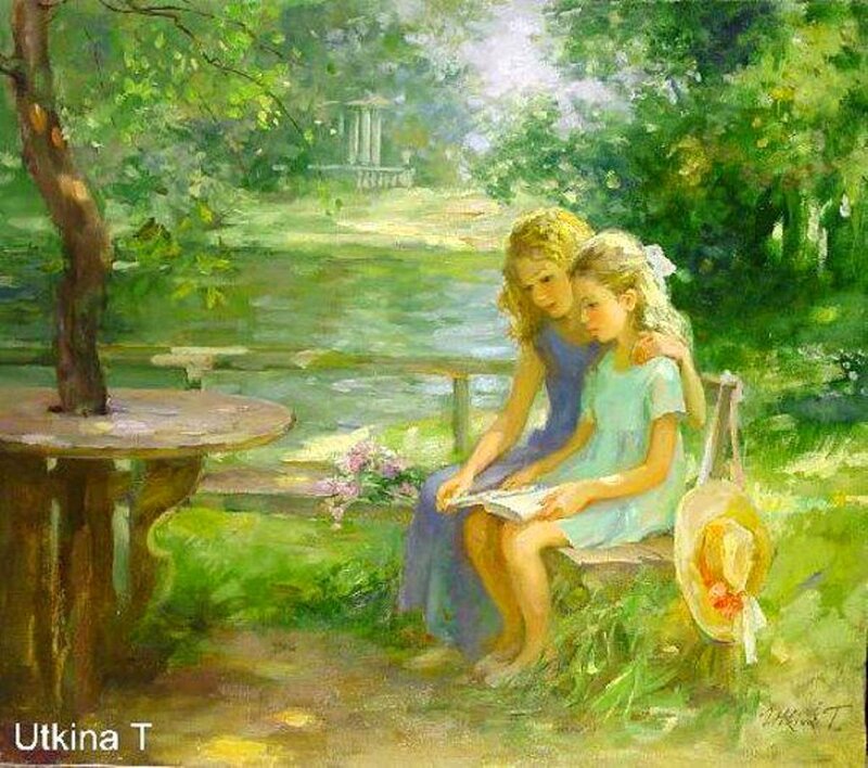 Woman and Girl Reading