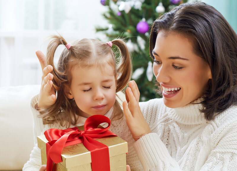 Woman and Girl with Gift