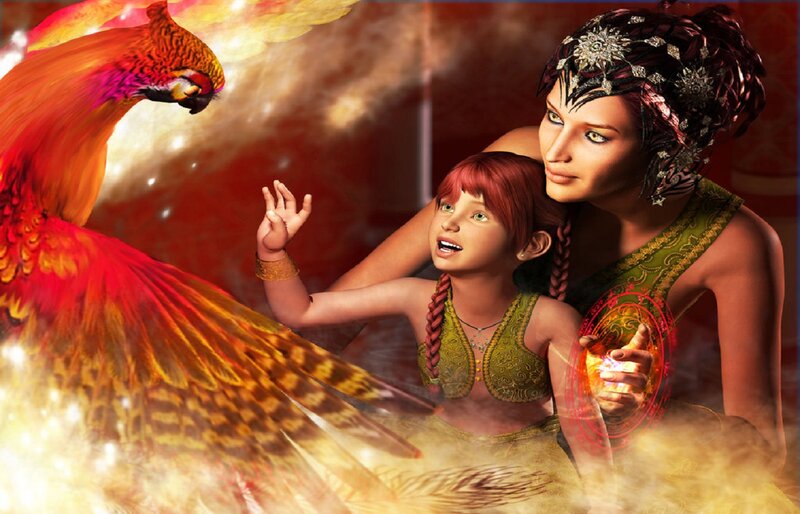 Woman and Girl with Phoenix