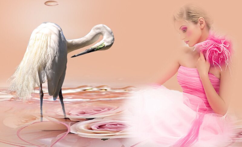 Woman and Heron
