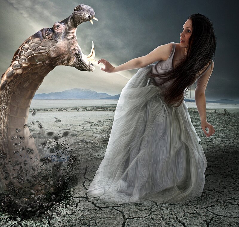 Woman and Hippo Creature
