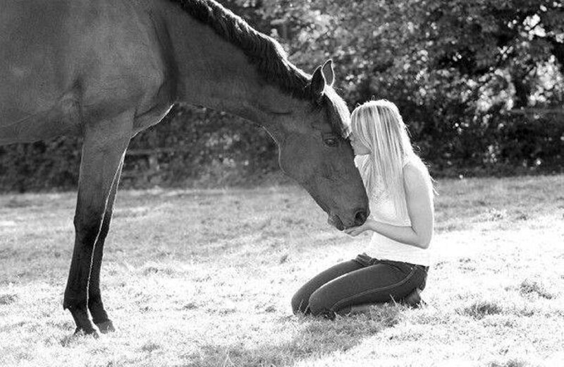 Woman and Horse — Black, Serene