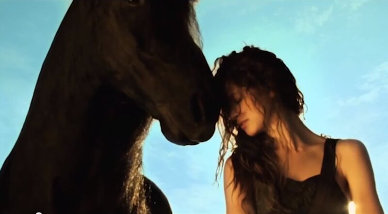 Woman and Horse — Blue, Serene