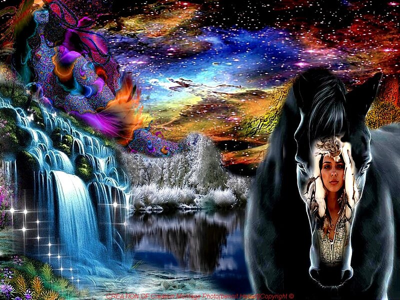Woman and Horse — Blue