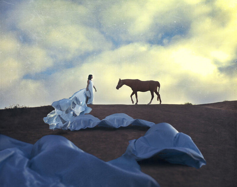 Woman and Horse on Hill