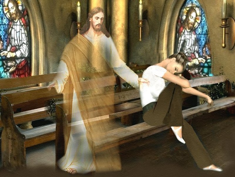 Woman and Jesus Figure
