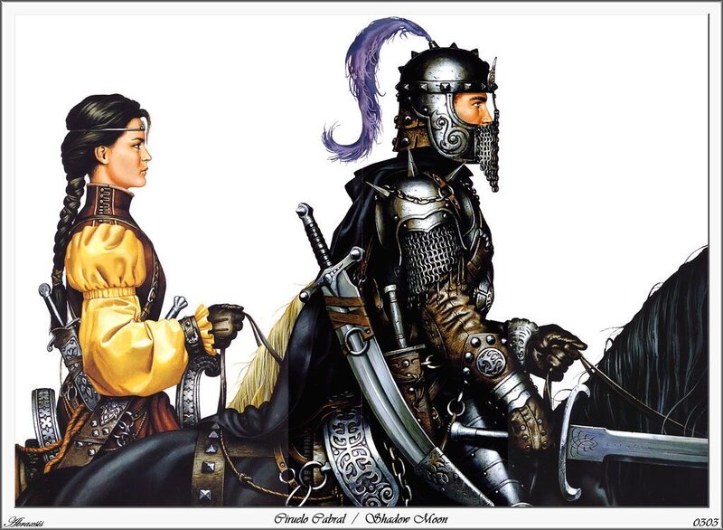 Woman and Knight on Horseback