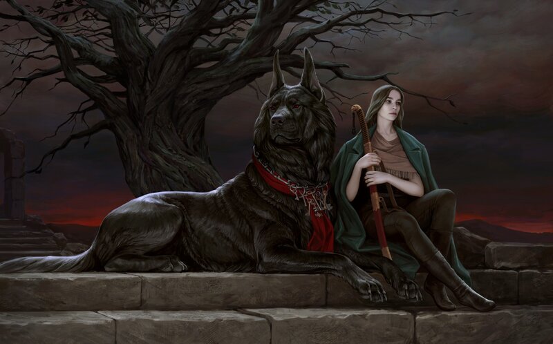 Woman and Large Dog