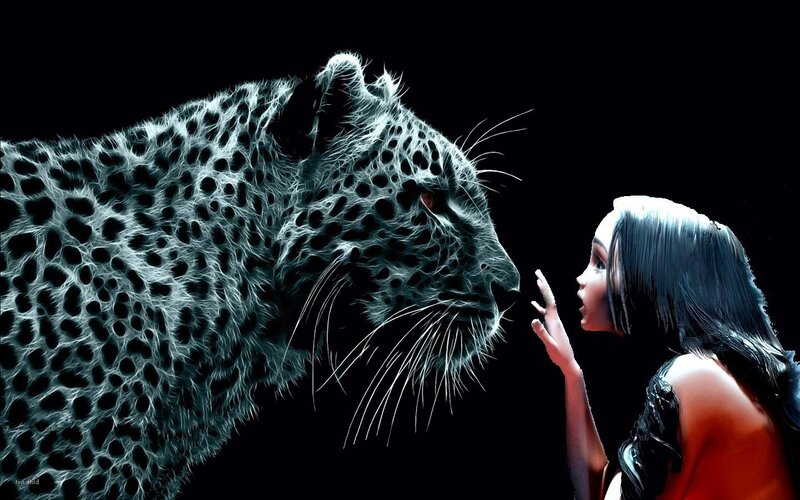 Woman and Leopard — Black, Dramatic