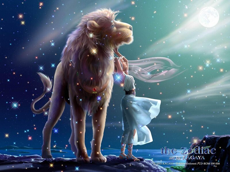Woman and Lion — Blue